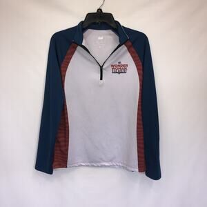 Running Man Quarter Zip Adult Large Multicolor Long Sleeve Womens Shirt